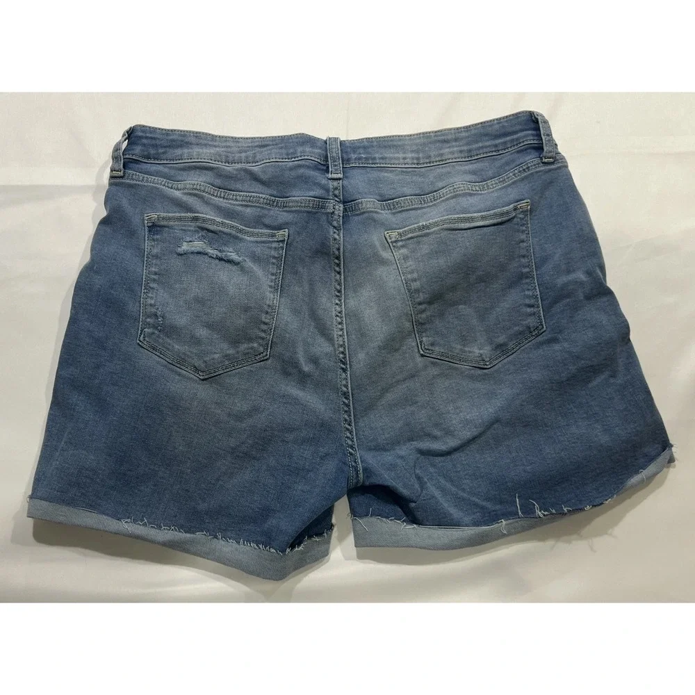 Arizona Jean Co Shorts Girls 17 Blue NWT Distressed Mid Rise Rolled Hem